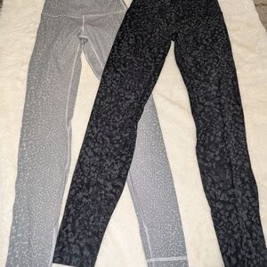 lululemon athletica Black and Gray Animal Print Leggings (Pair)